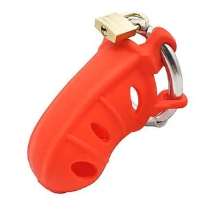 Cage De Chasteté Silicone Démonia Rouge