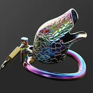 Cage De Chasteté Homme - Métal - Serpent Arc-En-Ciel
